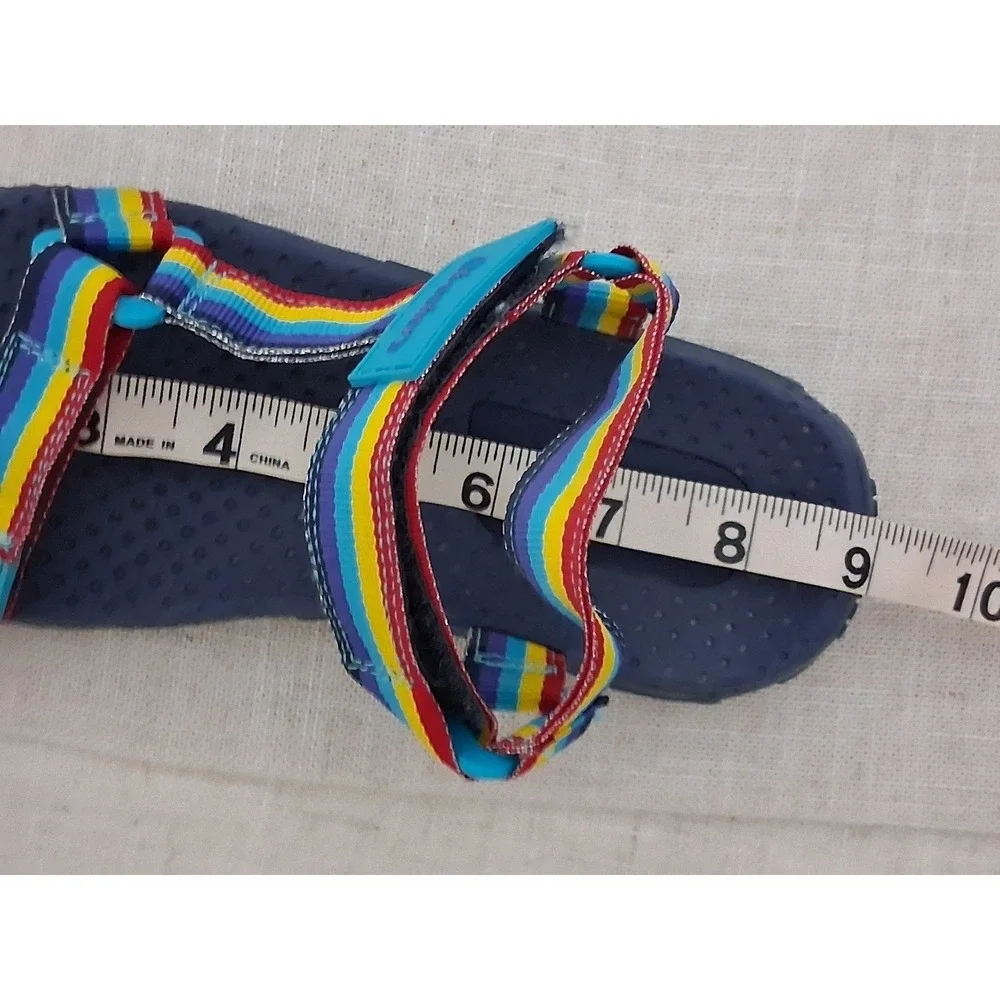 Skechers Kids Rainbow Striped Sport Sandals Navy Blue Strappy Adjustable